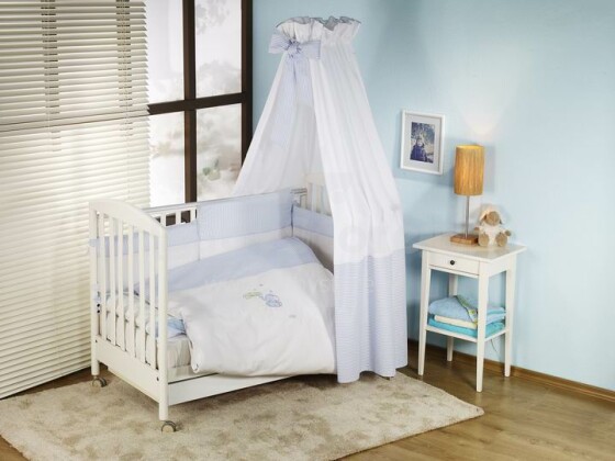 NINO-ESPANA  Bērnu gultas veļas kokvilnas komplekts  'Elefante Blue' 6+1