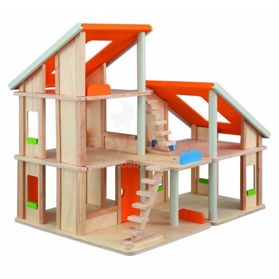 Plan Toys Chalet Dollhouse 7139 Mano pirmasis šveicarų stiliaus lėlių namelis