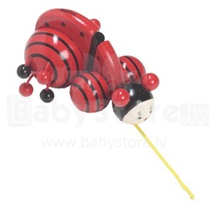 Playshoes 380203 Wooden-Ladybug Игрушка Деревянная Игрушка каталка с ленточкой Тяни! Толкай!