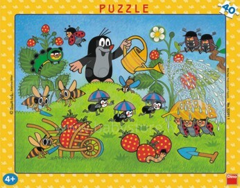 DINO TOYS 322011- Frame Puzzle 40 - LITTLE MOLE AT STRAWBERRIES