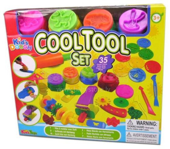 Kids Toys 11526 Kids Dough Cool Tool Set 35 pcs. Color Dough Plastilīns ar nospiedumiem un piederumiem