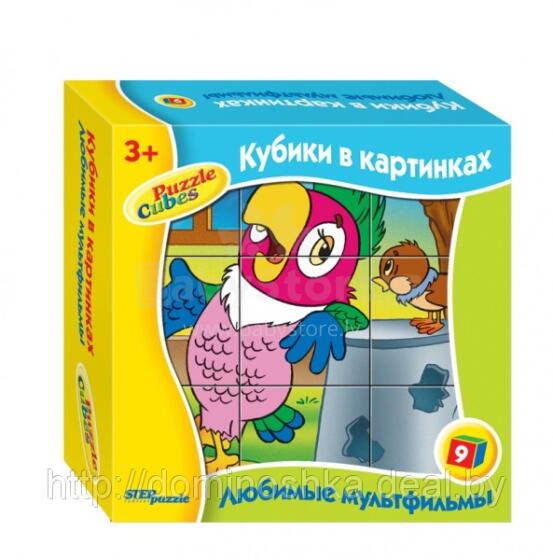 Step Puzzle Art.73117 Кубики деревянные 9 шт. Животные леса