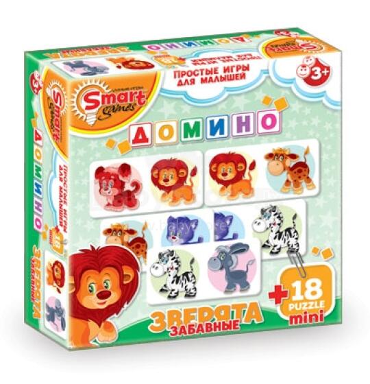 Настольная Домино. Забавные зверята + 18 эл. puzzle