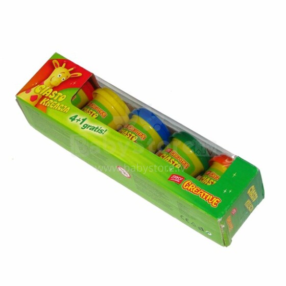 Easy Stationery 88370 Kids Dough (4+1x50g.) Standrta plastalīna iepakojums ar nospiedumiem + 1 trauciņs dāvanā