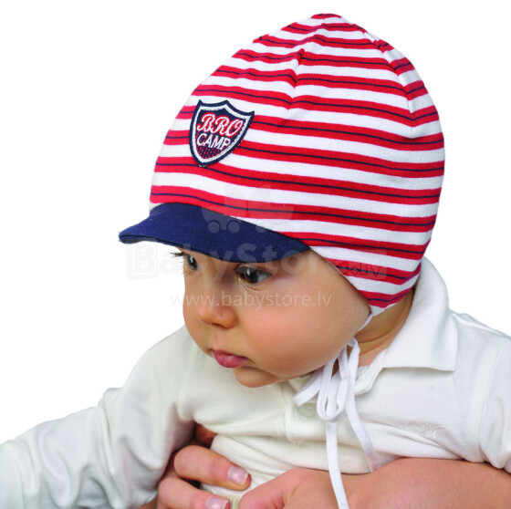 Broel Stripe детская хлопковая шапочка с ушками Весна-лето