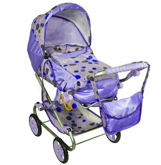 „Wokke Pram“ lėlių vežimėlis „Daria III Purple Classic“ lėlių vežimėlis su krepšiu ir vežimėliu