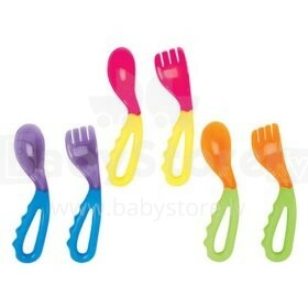 Sassy Flexi grip Fork and Spoon - Ложечка с Вилочкой специальной удобной формы, мягкая