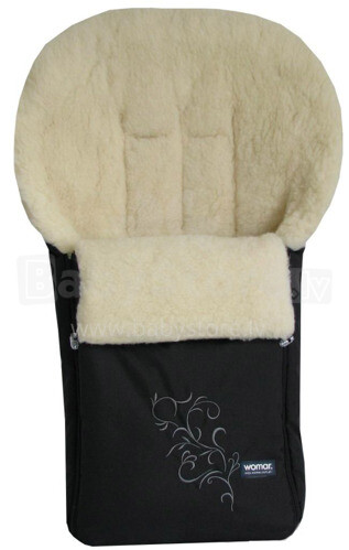 Womar №28-33320 Black Спальный мешок на натуральной овчинке для коляски