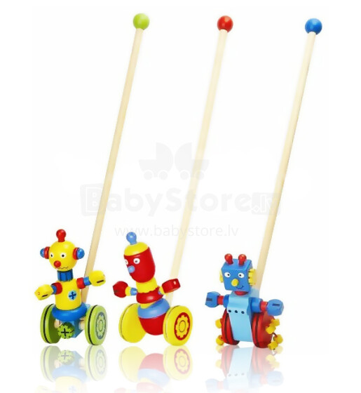 Babymix 22069 деревянная игрушка толкалка робот