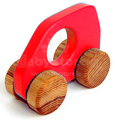 Vaikiškas žaislinis raudonas automobilis iš medžio 11050