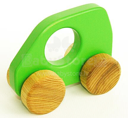 Eco Toys Art.11050 Детская деревянная игрушечная зелёная  машинка
