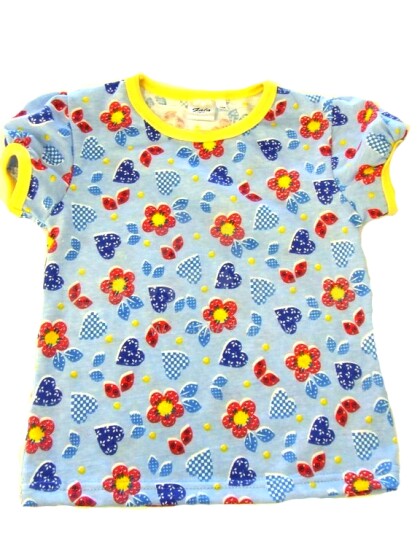 Galatex Art.35337 Meiteņu kokvilnas krekls zils/dzeltens ar īsām piedurknēm