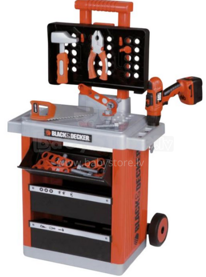 SMOBY 500221S Black & Decker tool bench on wheels - Darbnīca zēniem  (32 gb.)