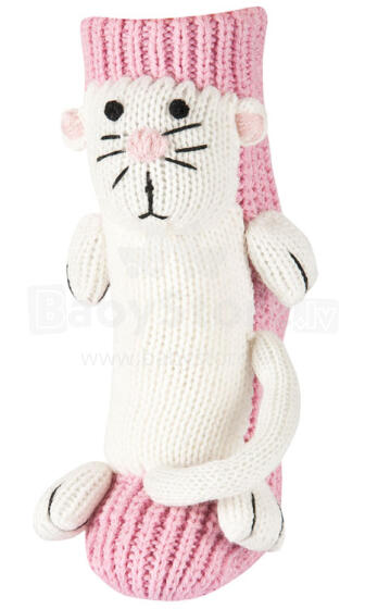 Infant socks 4895 Knitted SOXO slippers with sewn-on animal head