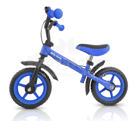 Vaikiškas motoroleris „MillyMally Dragon Brake Blue“ su 10 colių matiniu rėmu ir stabdžiais