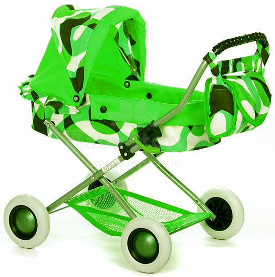 „Wokke Pram Doll“ vežimėlis „Ewa Green Classic“ lėlių vežimėlis su krepšiu