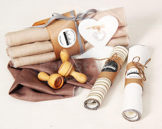 La bébé Boutique Eco 100% Natural Linen 5 psc. Organic linen cloth wipes (S)
