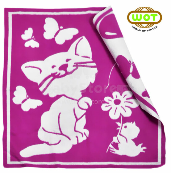WOT ADXS 002/1026 Purple CAT Aukštos kokybės vaikiška medvilninė antklodė (antklodė) 100x118 cm