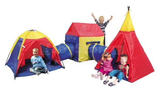 IPLAY Bērnu komplekts (telts, tunelis, māja, vigvams), 8906