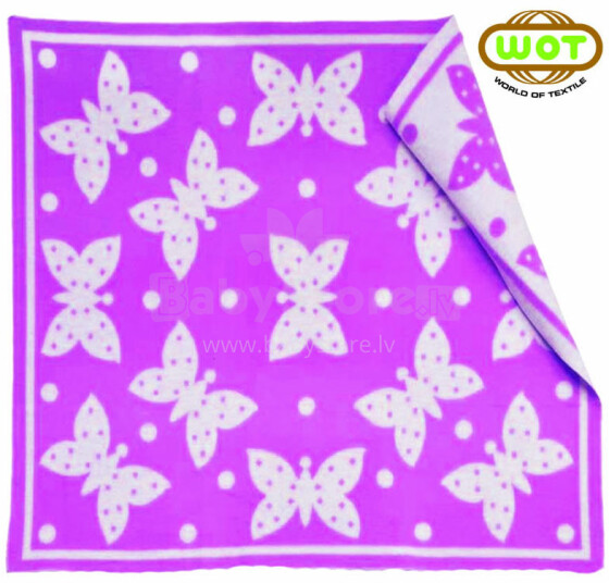 WOT ADXS 005/1026 Purple BUTTERFLY Aukštos kokybės vaikiška medvilninė antklodė (antklodė) 100x118 cm