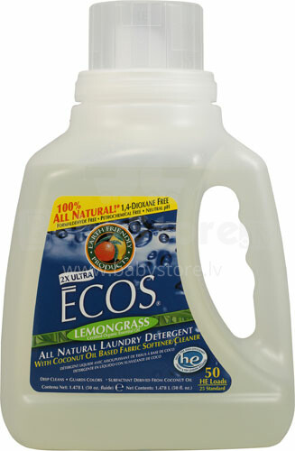 Earth Friendly Products ECOS šķidrais veļas mazg. līdz. ar citronzāli, jau pievienots veļas mīkstinātājs (50 reizēm) 