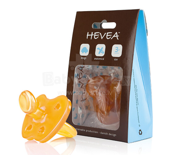 Hevea Car Art.233203  Анатомическая/ортодонтическая Пустышка из 100% натурального каучука 3+ мес.