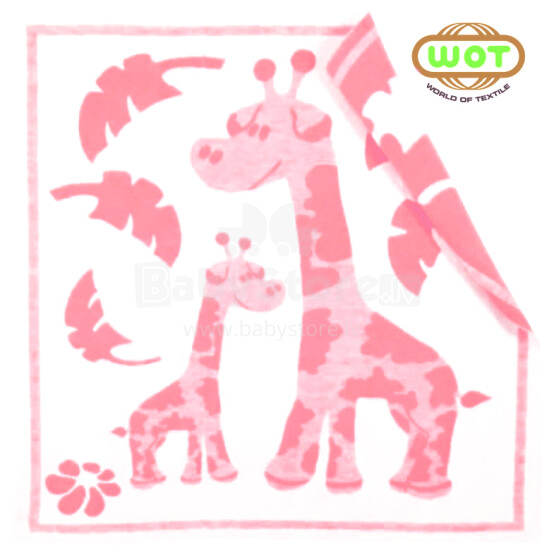 WOT ADXS 004/1072 Rožinė žirafa Aukštos kokybės vaikiška medvilninė antklodė (antklodė) 100x118 cm