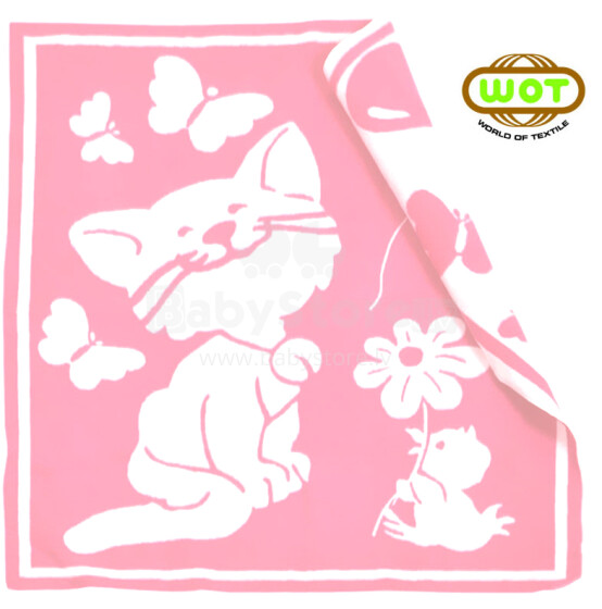 WOT ADXS 002/1072 Cat Aukštos kokybės vaikiška medvilninė antklodė (antklodė) 100x118 cm