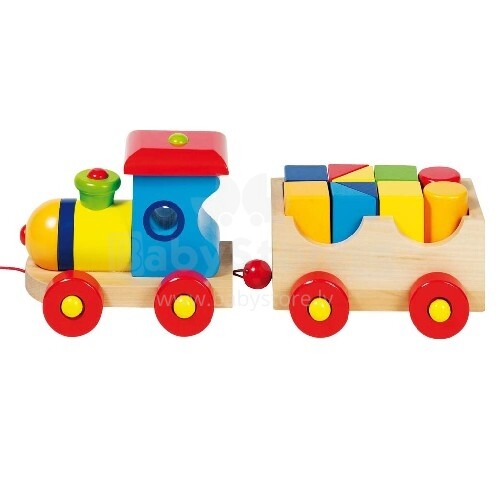 Goki VG55959 Детский деревянный Поезд 'London' с кубиками