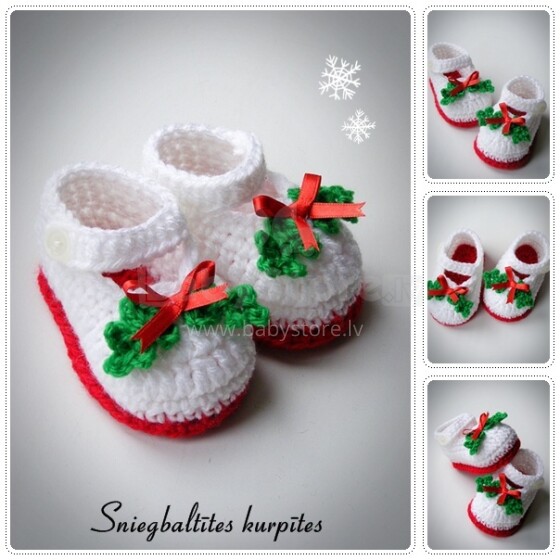 Du „Pekas Handmade Christmas Collection 2013“ megzti kūdikių batukai naujagimiams (rankų darbo)
