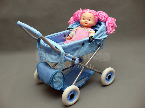 „Wokke Pram Doll“ vežimėlis „Ewa III Classic“ lėlių vežimėlis su krepšiu
