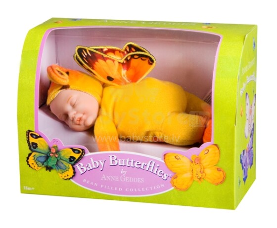 Anne Geddes Кукла авторская Спящий младенец бабочка оранжевая ,30 см, AN 579115