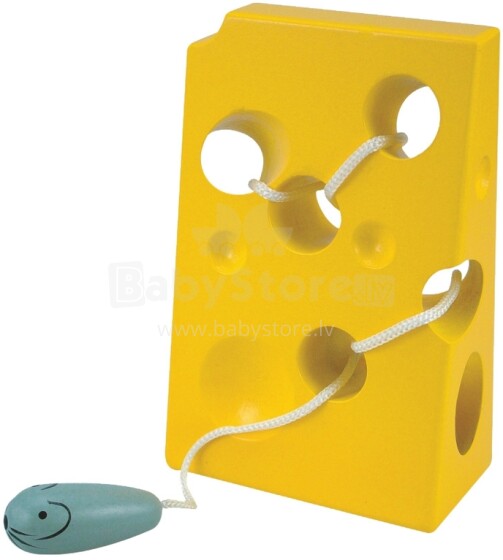 Djeco Art.56281 Threading Cheese & Mouse Развивающая игра шнуровка Сыр и мышка с веревочками