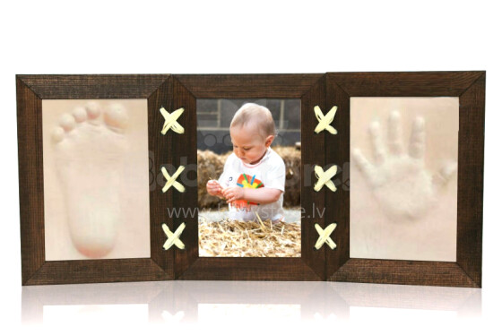 Meninė ranka kūdikio rankoms ir pėdoms atspindėti Trijų dalių rėmas su atspaudais