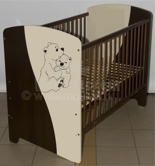 BoboMarco Bērnu gulta 'Divi lāči' (krēmkrāsa/riekstkoks)