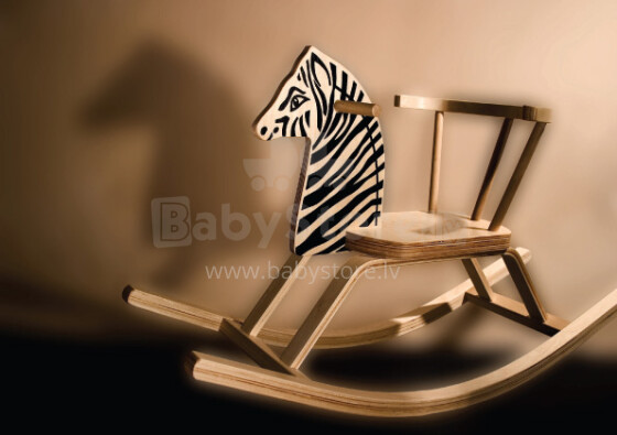 „TROJA LF“ supamas arklys „Eco Zebra“ (klasikinės vaikiškos medinės sūpynės - „Horse Zebra“)