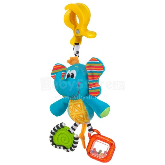 Playgro Dingly Dangly Разноцветная игрушка с клипсой и погремушками Слонёнок