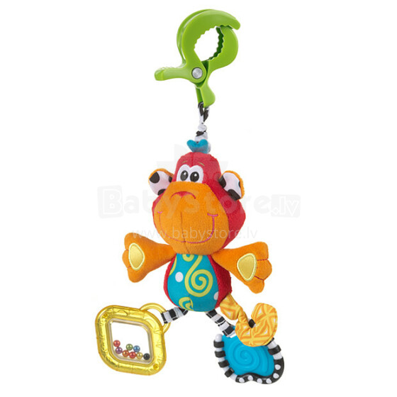 Playgro Dingly Dangly Разноцветная игрушка с клипсой и погремушками Обезьянка