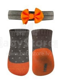 SOXO Baby 67360 rinkinys Medvilnės stilingos kojinės 0-12 m. + galvos aksesuaras