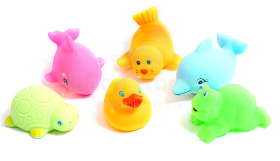 Mini Ocean Friends 0012 Игрушки для для ванной и купания животные (к-т 6шт.) в сумочке