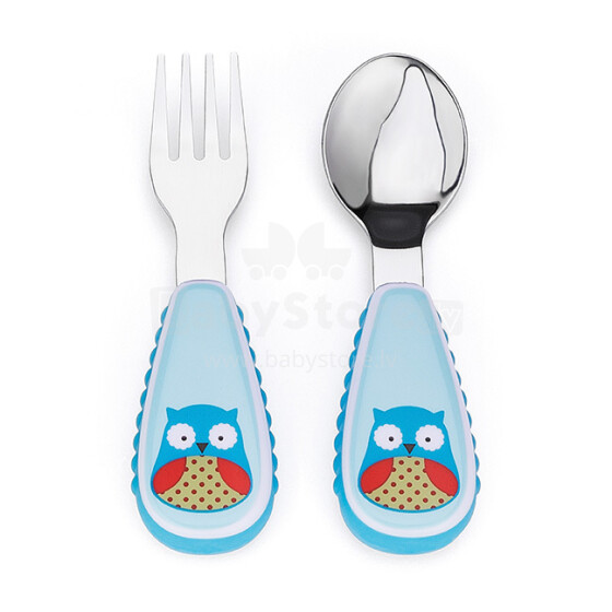 SkipHop Zootensils Little Kid Fork & Spoon 2599 Набор для еды вилка + ложка Совёнок