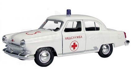 Autotime collection 34106W Bērnu mašina, GAZ-21 Volga, mērogs 1:43,ātrā palīdzība