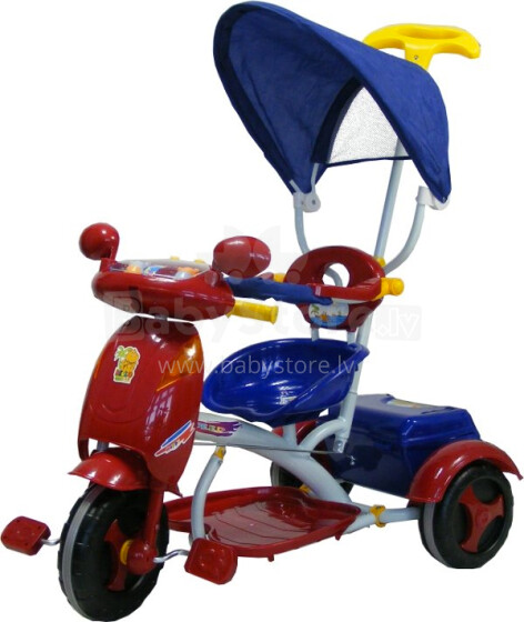ELG TS4327E Motoroleris Vaikiškas triratukas su stogu raudonas su mėlynu