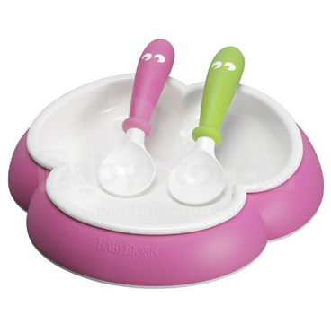 BABYBJORN Plate and Spoon  Pink   