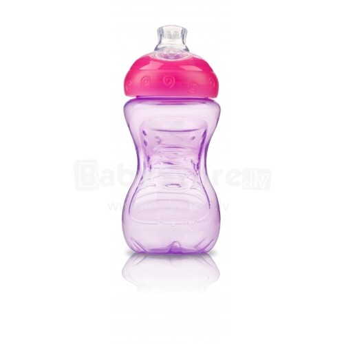 „Nuby“ menas. 9926 Rožinė / Violetinė taurė kūdikiams nuo 6 mėnesių amžiaus su minkštu dangteliu 300 ml