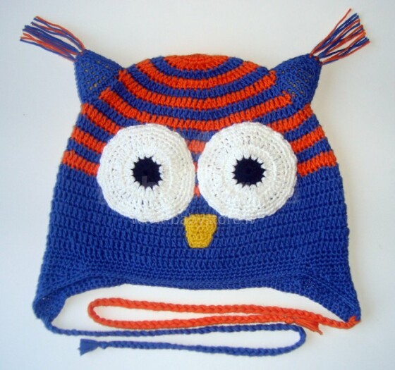 „Happy Ulula“ rankų darbo „Happy Owl 49“ megzta kepurė, 44-55cm dydžio (rankų darbo)