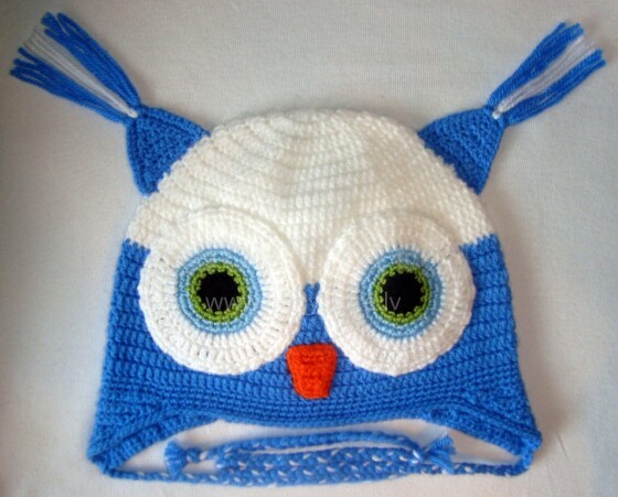 „Happy Ulula“ rankų darbo „Happy Owl 25“ megzta kepurė, 44-55cm dydžio (rankų darbo)