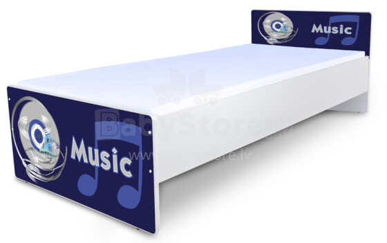 Nobi Aš myliu muziką Jaunimo lova su čiužiniu 184 x 84 cm
