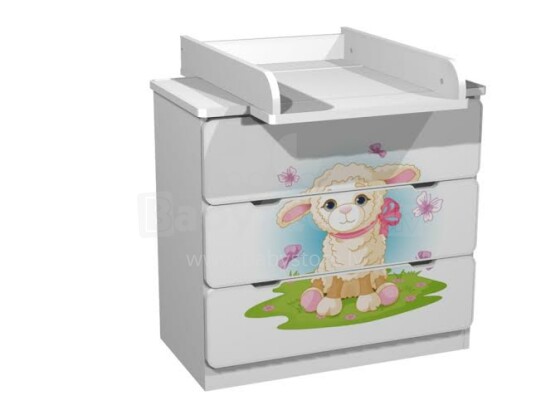 „AMI 3S Animals“ stilinga vaikų komoda su persirengimo stalu 82x80x45,5cm