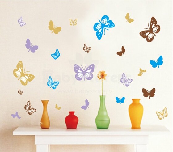 Sienų lipdukas - spalvingi drugeliai 180x120